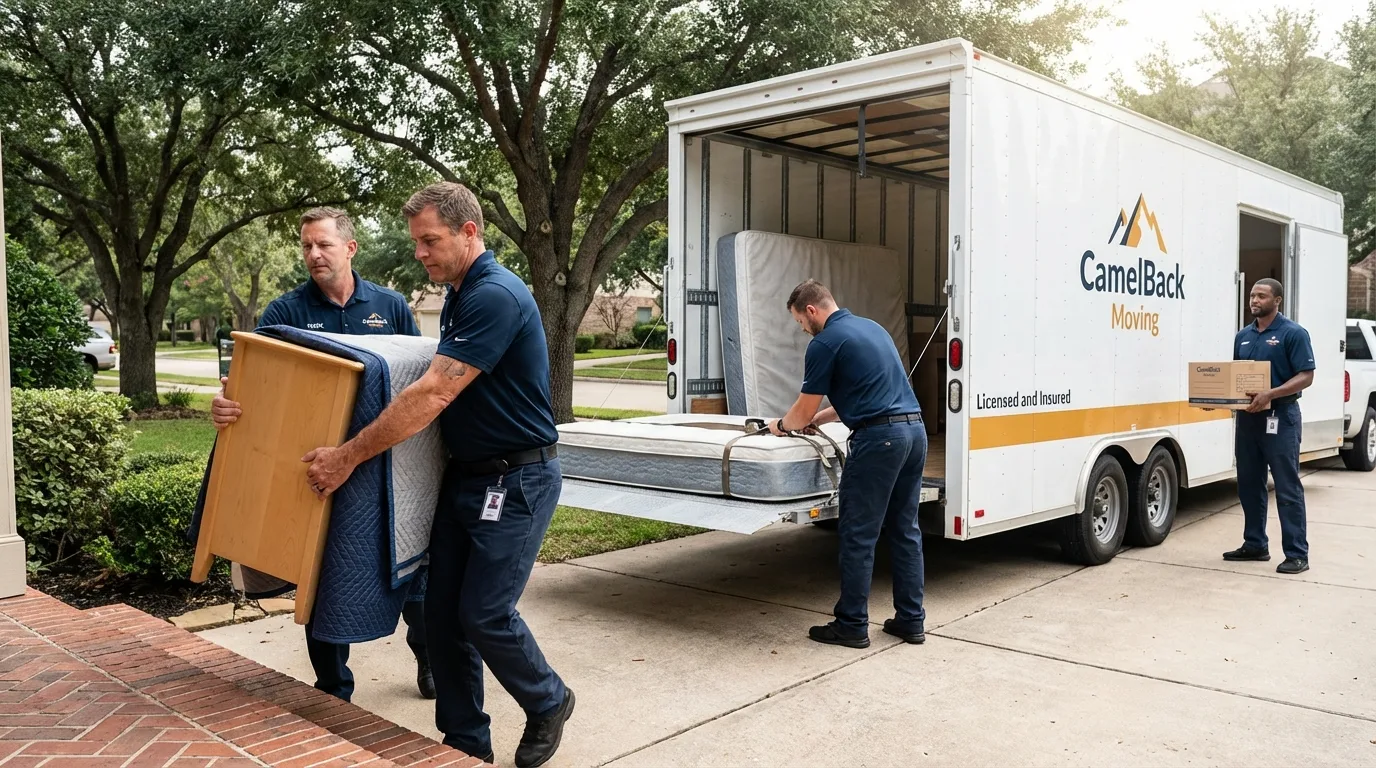 Crew loading residential truck for cross-state move from Hanson, MA